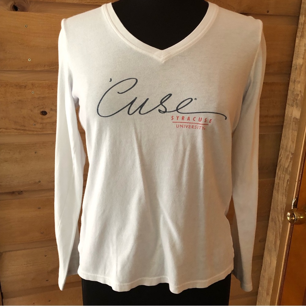 ‘Cuse long sleeve v neck white shirt size small Syracuse University shirt